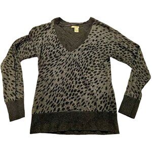 DKNY Jeans Petites Metallic Shimmer Animal Print Long Sleeve Sweater Women Large